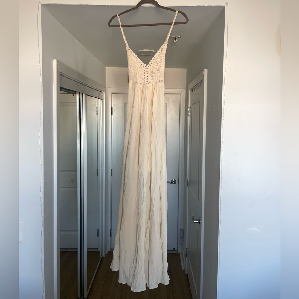 Lulu's Cream Crochet Maxi Dress